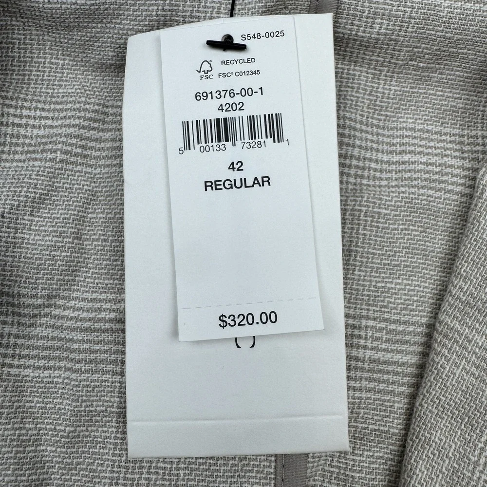 Banana Republic Tailored Fit Sport Coat Blazer Sz 42R Linen Beige Glen Check New